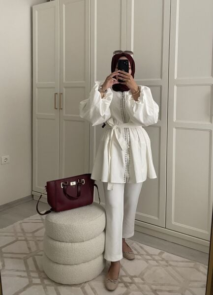 Beyaz Taşlı Trenç