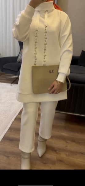 Taşlı Şal Yaka Sweat