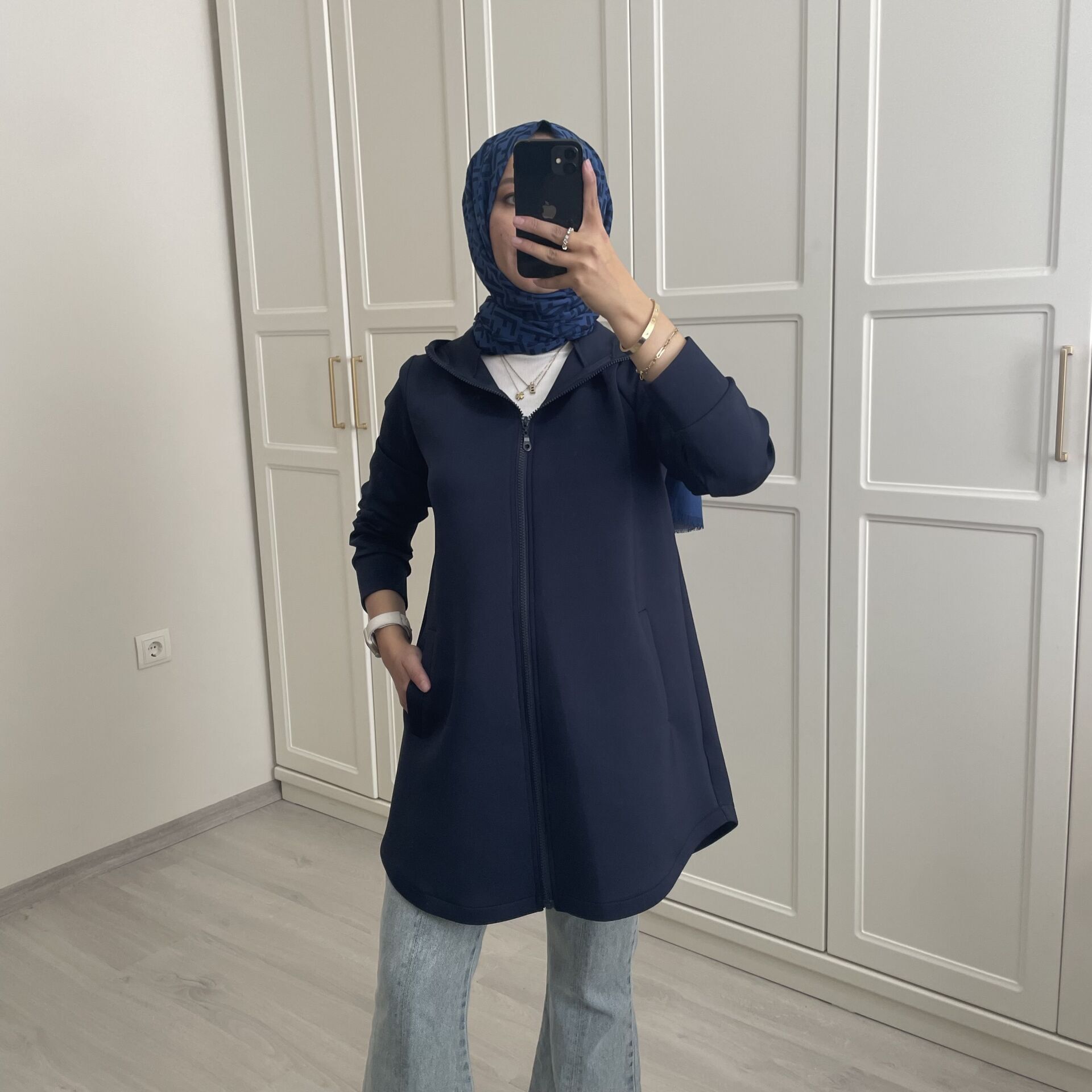 Scuba Fermuarlı Hırka Lacivert