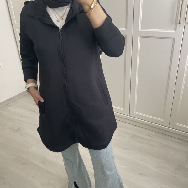 Scuba Fermuarlı Hırka Siyah