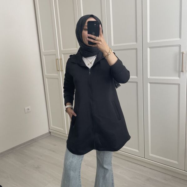 Scuba Fermuarlı Hırka Siyah