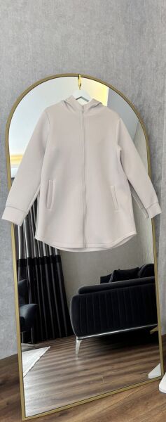 Scuba Fermuarlı Hırka Bej