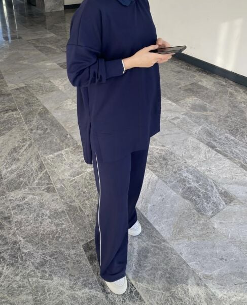 Biyeli Eşofman Takımı Lacivert