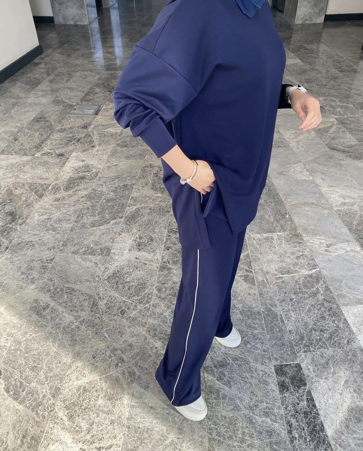 Biyeli Eşofman Takımı Lacivert